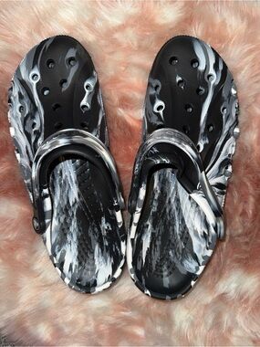 CROCS Black and White Marble Classic Clog